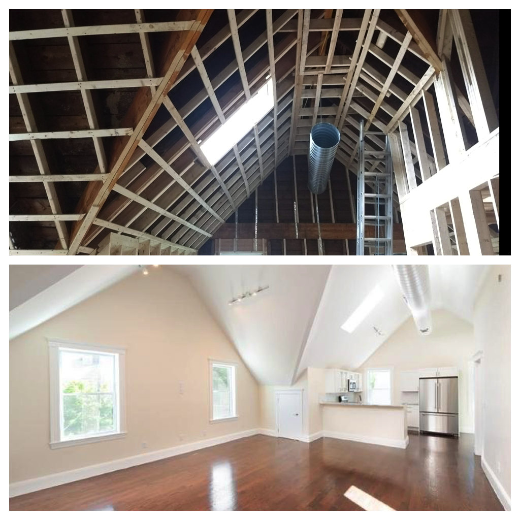 Attic conversion, before and after