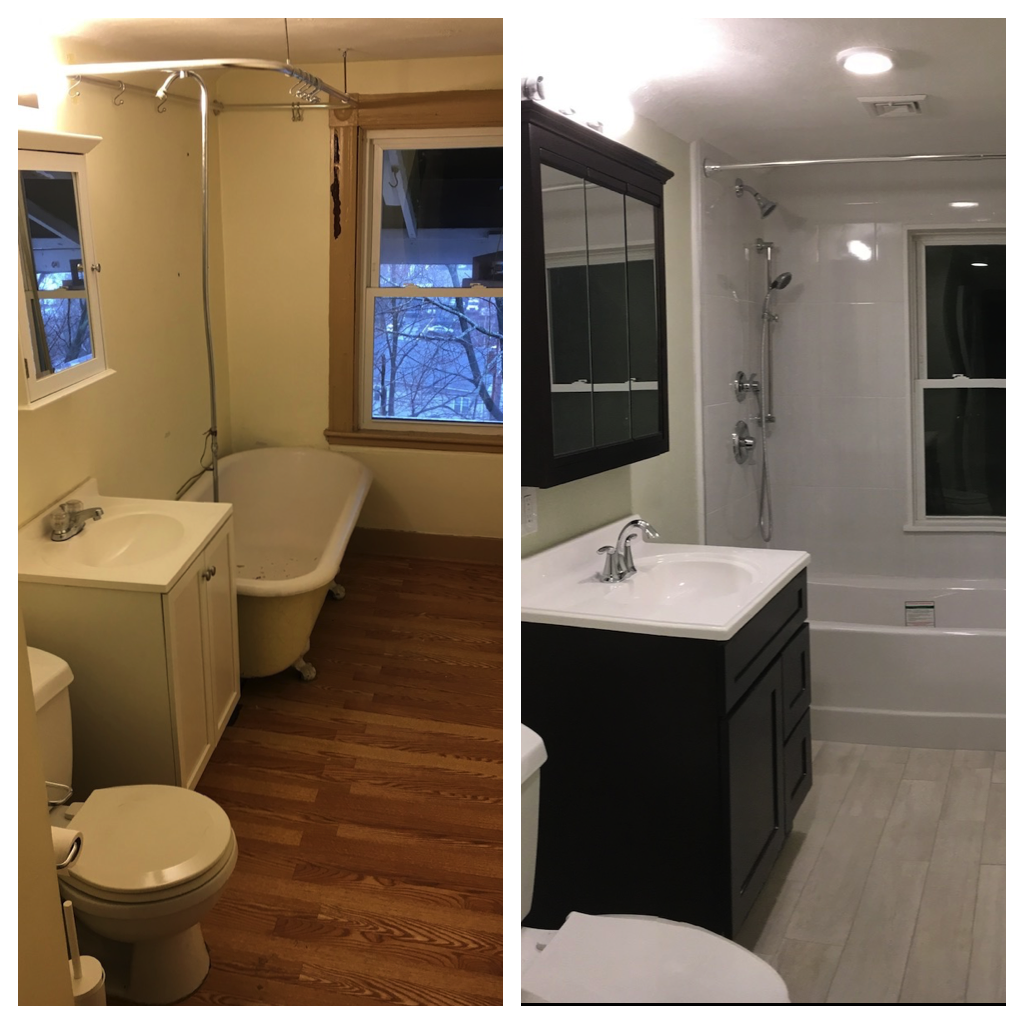 Bathroom renovation, before and after